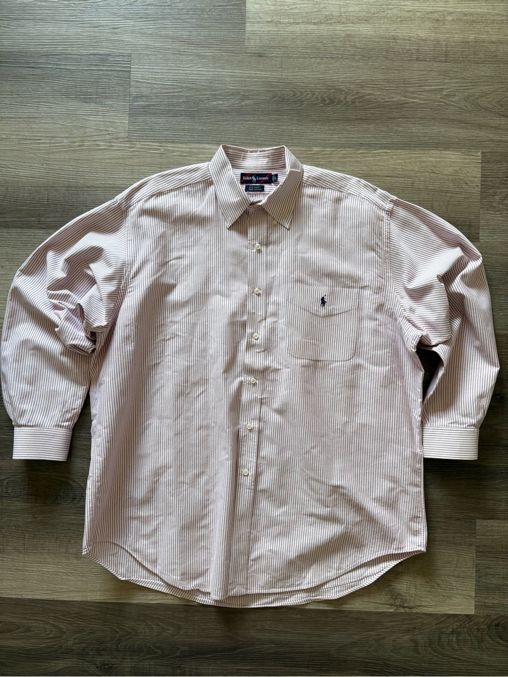 Vtg 90s Polo Ralph Lauren The Big Shirt L Red White Striped Button Down